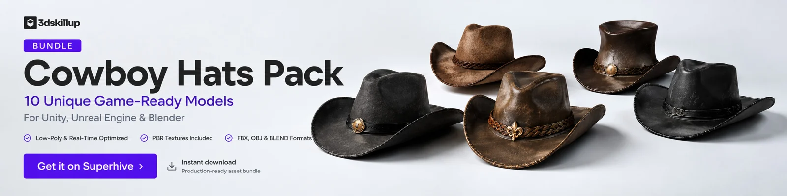 Cowboy Hats 3D Models for Western Character Design — illustration 1