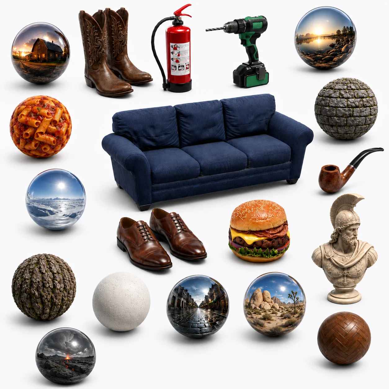 3DSkillUp collection of materials, models and HDRI lighting resources