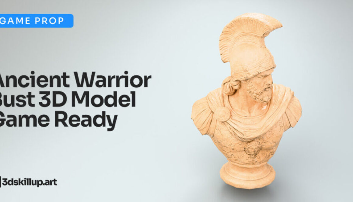 Ancient Warrior Bust 3D Model Game Ready Asset