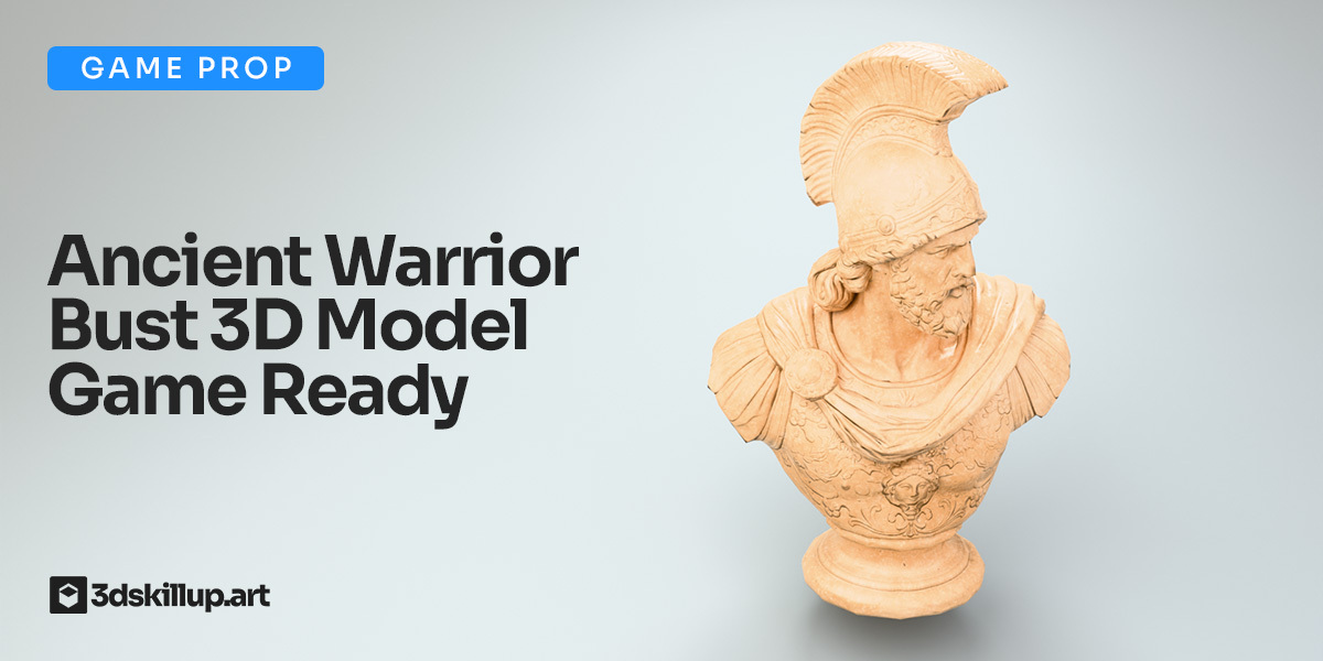 Ancient Warrior Bust 3D Model Game Ready Asset