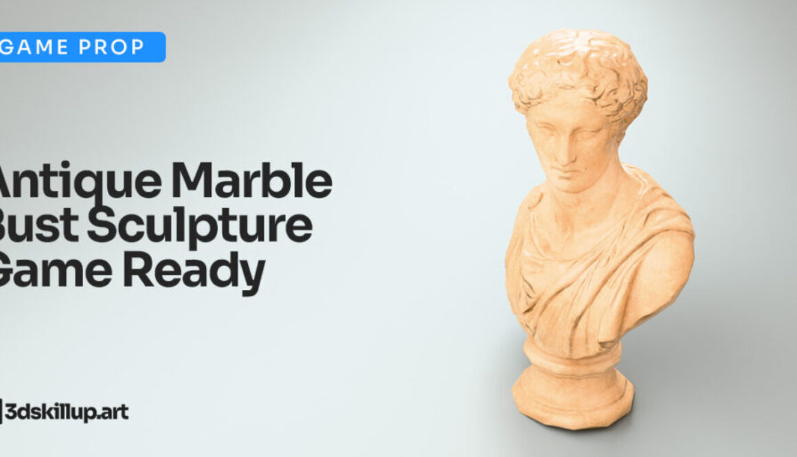 Antique Marble Bust Sculpture 3D Model Game Ready Asset
