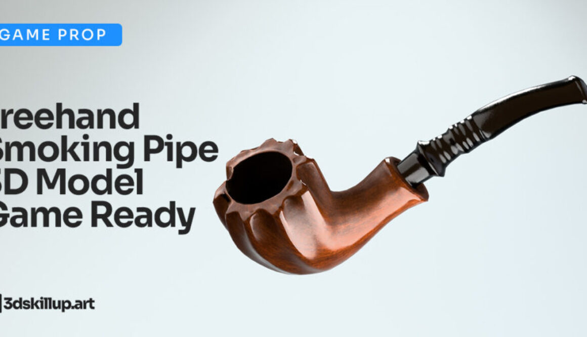 Freehand Smoking Pipe 3D Model Game Ready Asset