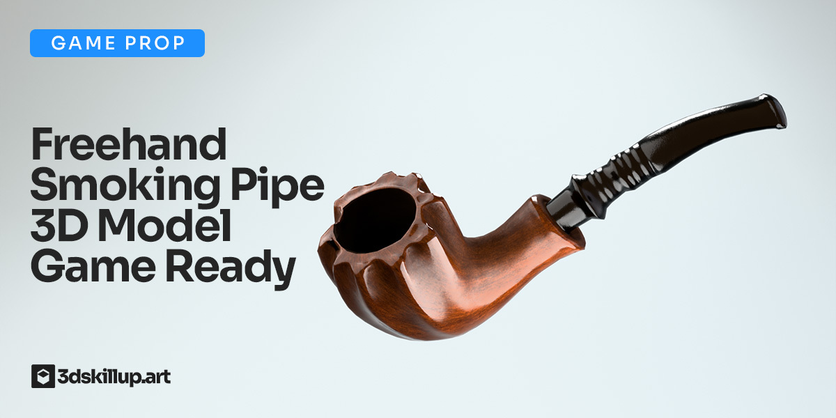 Freehand Smoking Pipe 3D Model Game Ready Asset