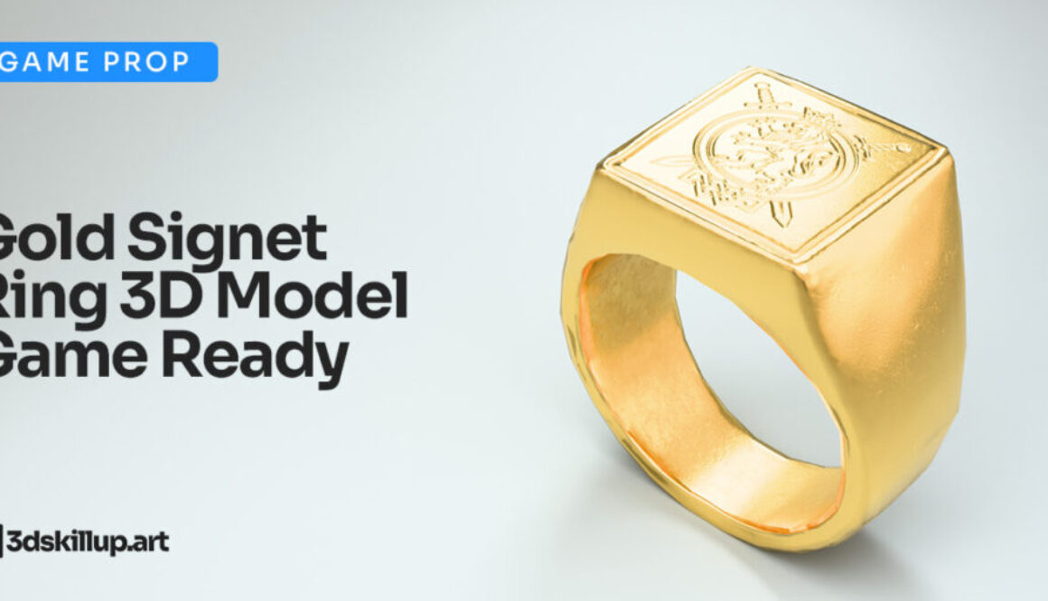 Gold Signet Ring 3D Model Game Ready Asset