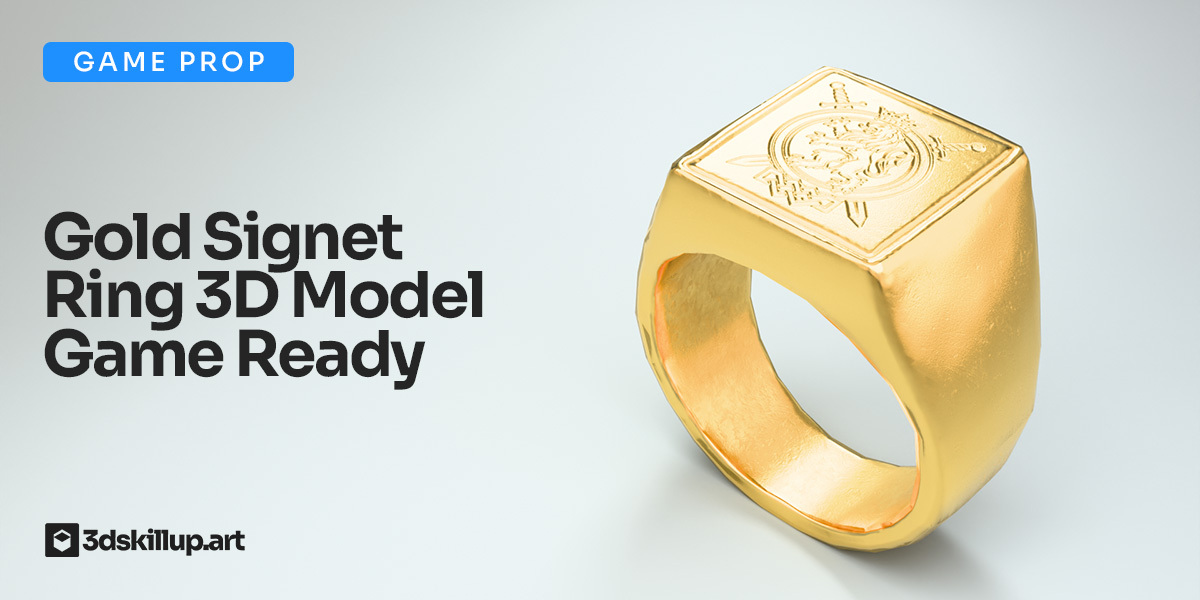 Gold Signet Ring 3D Model Game Ready Asset