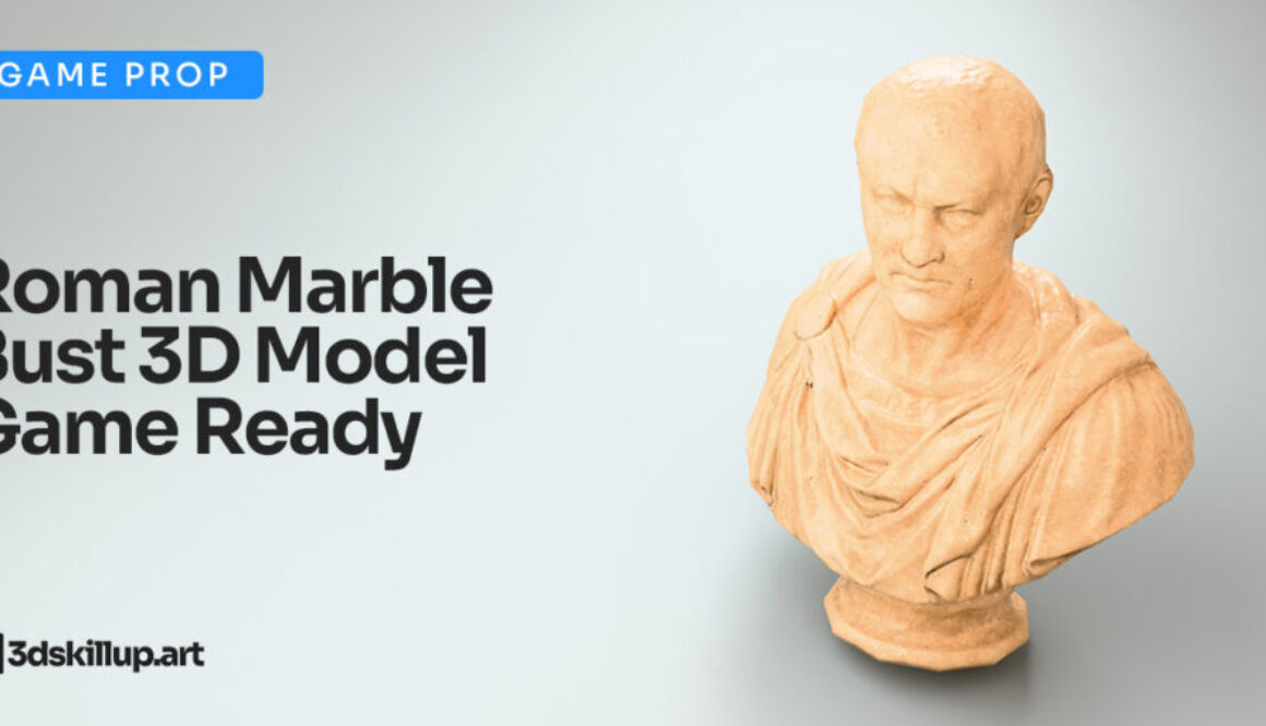 Roman Marble Bust 3D Model Game Ready Asset
