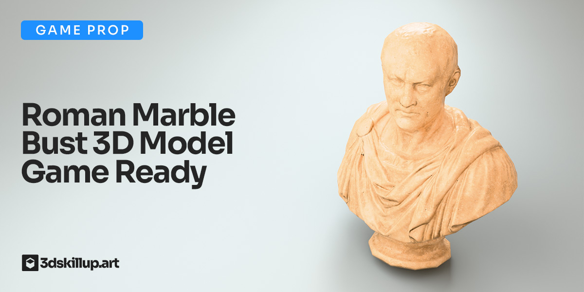 Roman Marble Bust 3D Model Game Ready Asset
