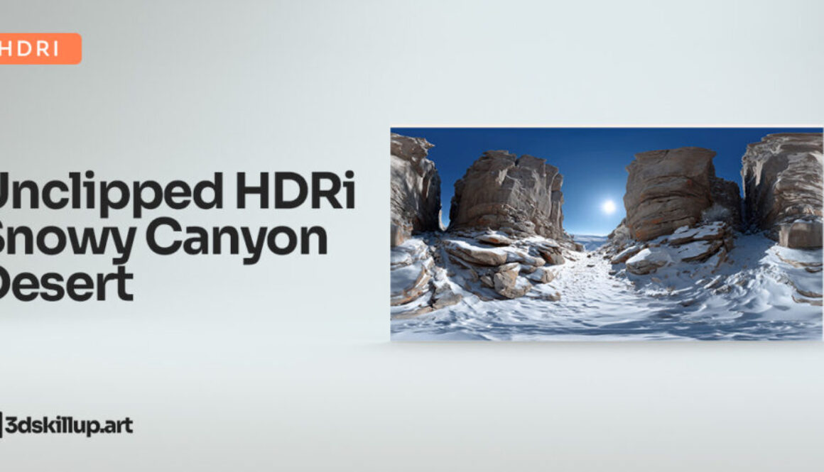 Unclipped HDRi Snowy Canyon Desert