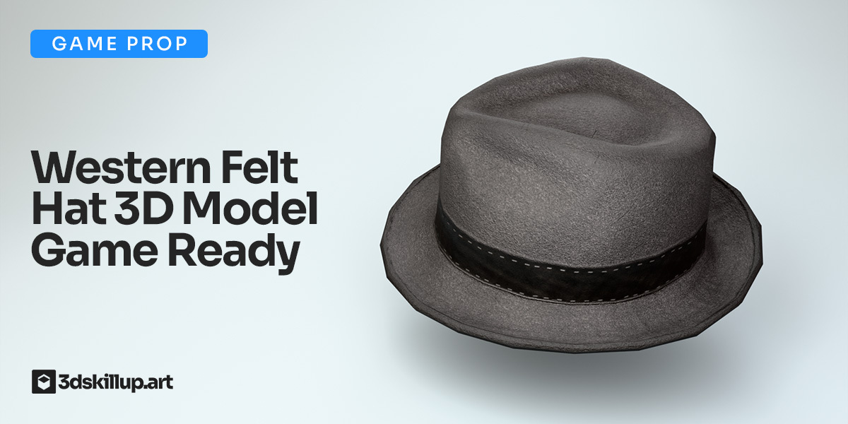 Western Felt Hat 3D Model Game Ready Cowboy Asset