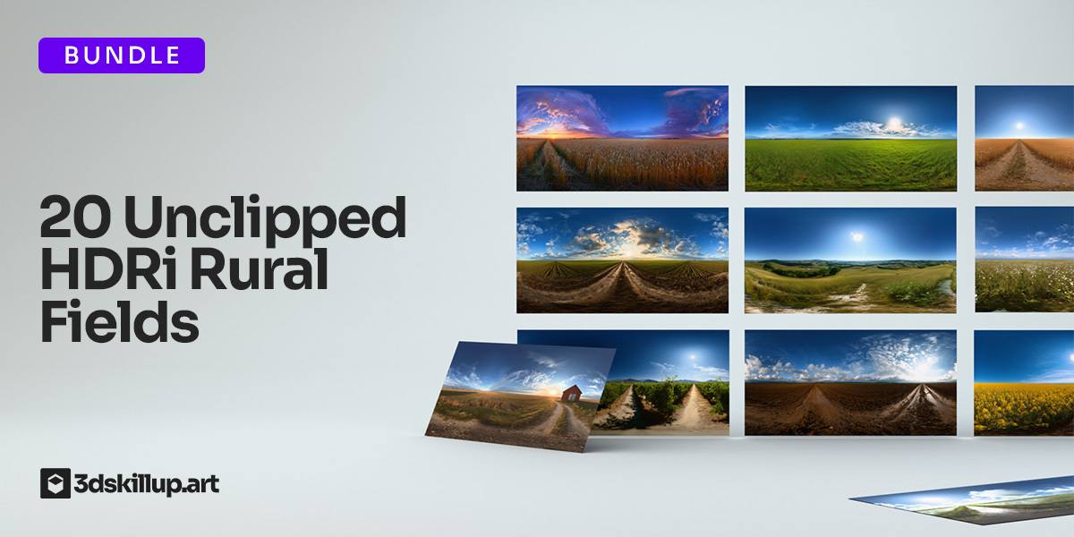 20 Rural Fields HDRi Pack – 360° Outdoor Lighting