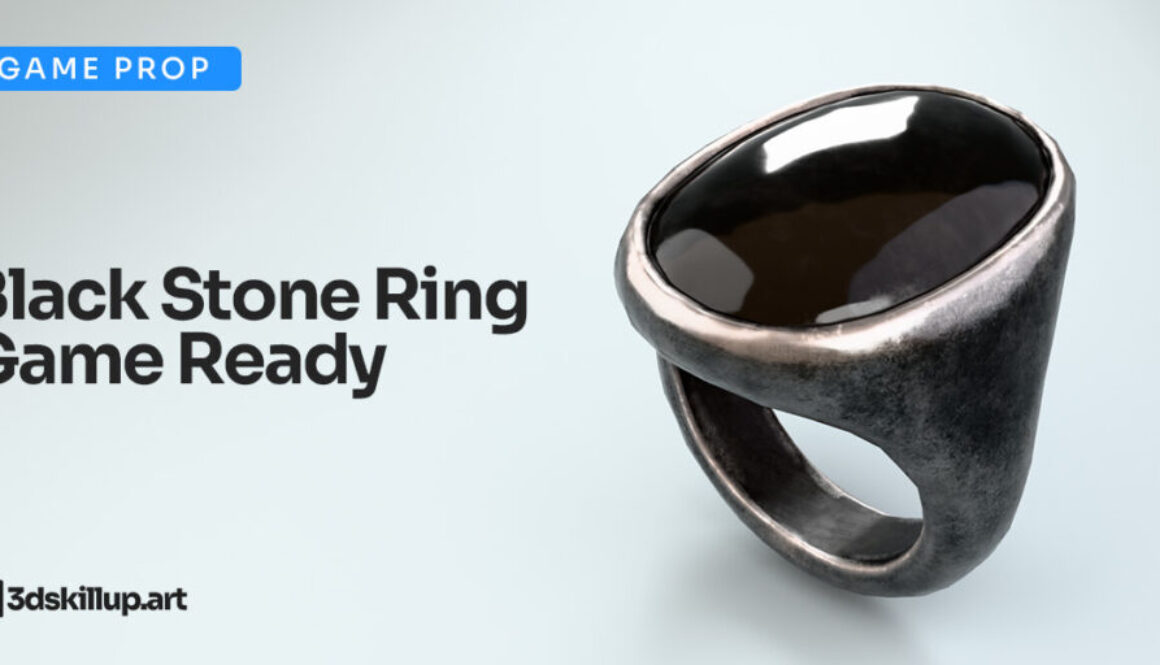 Black Stone Ring 3D Model Game Ready Asset
