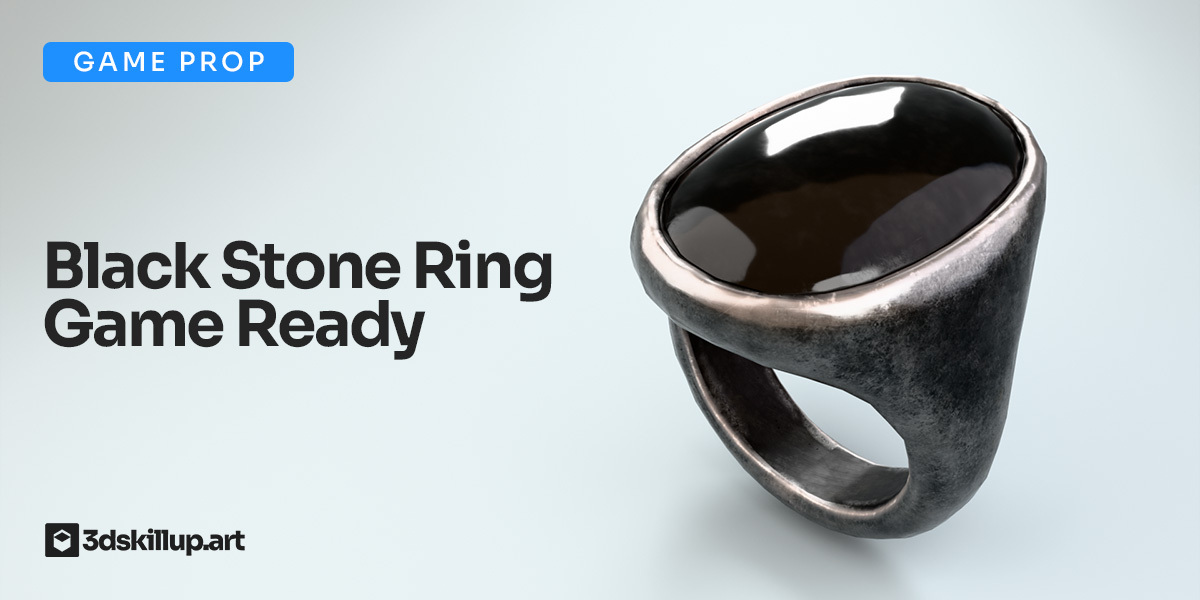 Black Stone Ring 3D Model Game Ready Asset