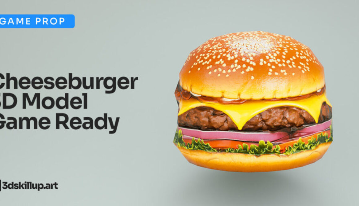 Cheeseburger 3D Model Game Ready Food Asset