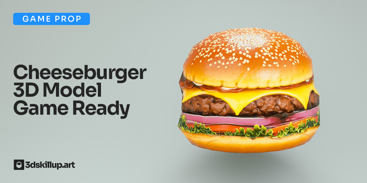 Cheeseburger 3D Model Game Ready Food Asset