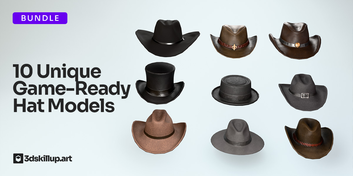 Cowboy Hats Pack – 10 Game-Ready 3D Models