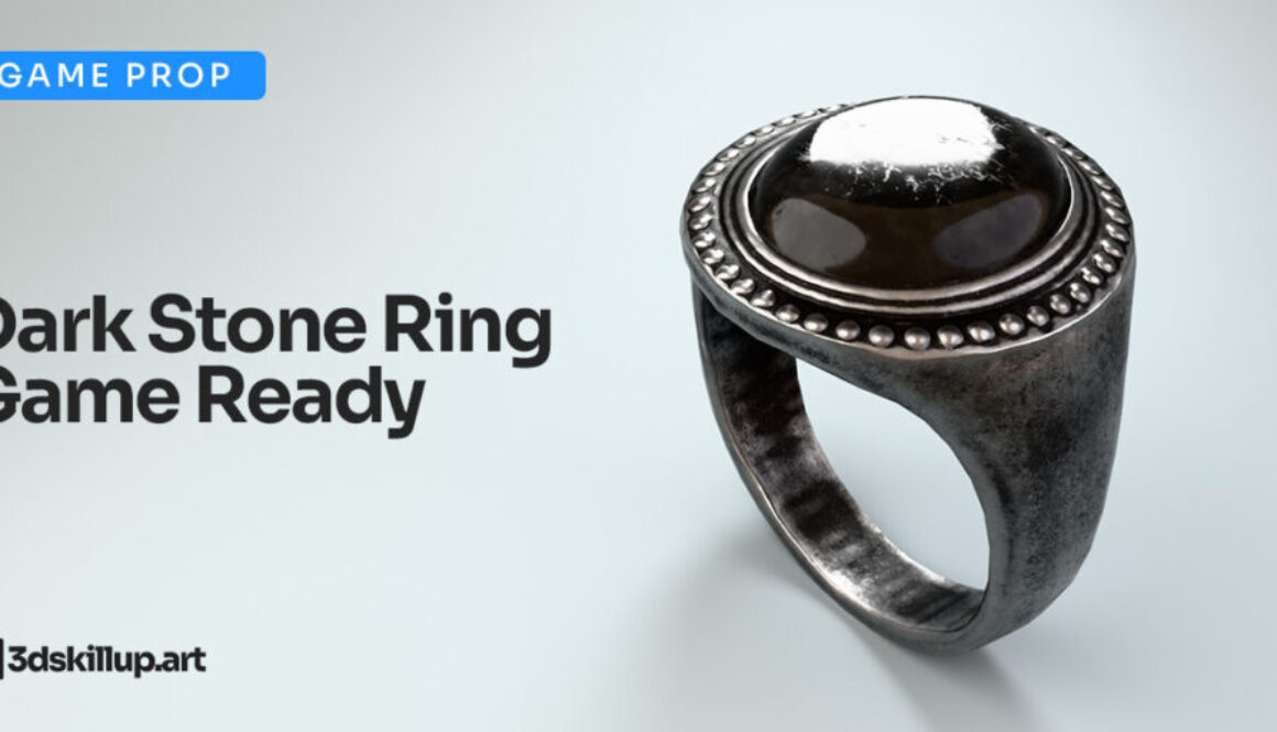 Dark Stone Ring 3D Model Game Ready Fantasy Asset