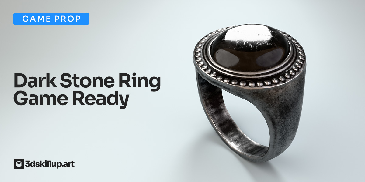 Dark Stone Ring 3D Model Game Ready Fantasy Asset