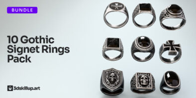 Gothic Signet Rings Pack – 10 Game-Ready Models