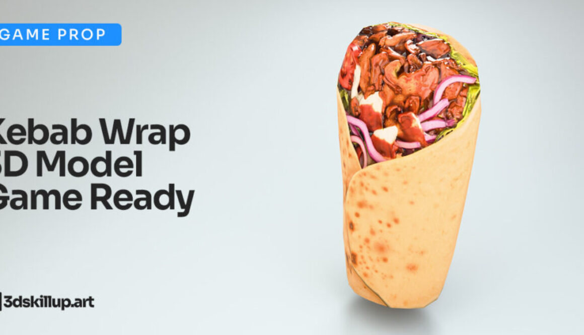 Kebab Wrap 3D Model Game Ready Low Poly Food Asset