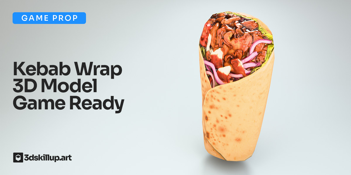 Kebab Wrap 3D Model Game Ready Low Poly Food Asset