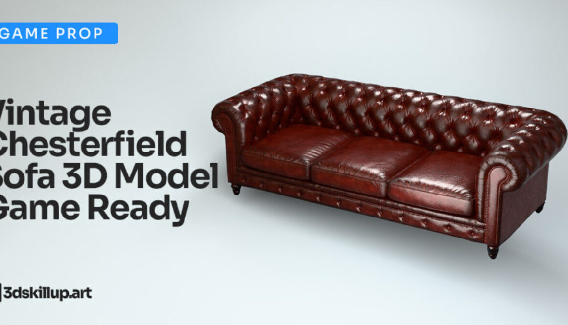 Vintage Chesterfield Sofa 3D Model Game Ready