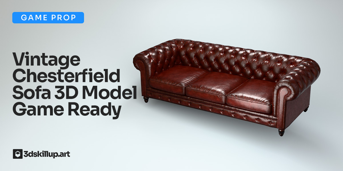 Vintage Chesterfield Sofa 3D Model Game Ready