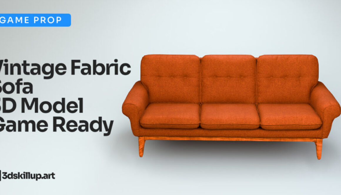 Vintage Fabric Sofa 3D Model Game Ready Asset