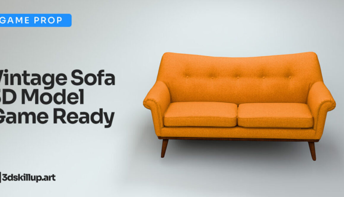 Vintage Sofa 3D Model Game Ready Interior Asset