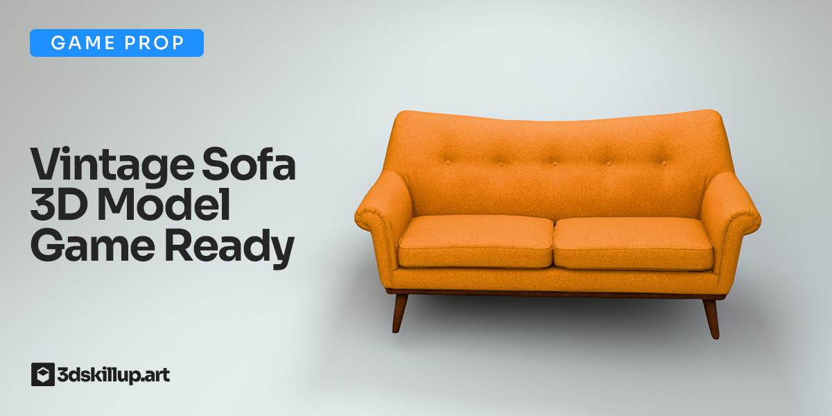 Vintage Sofa 3D Model Game Ready Interior Asset