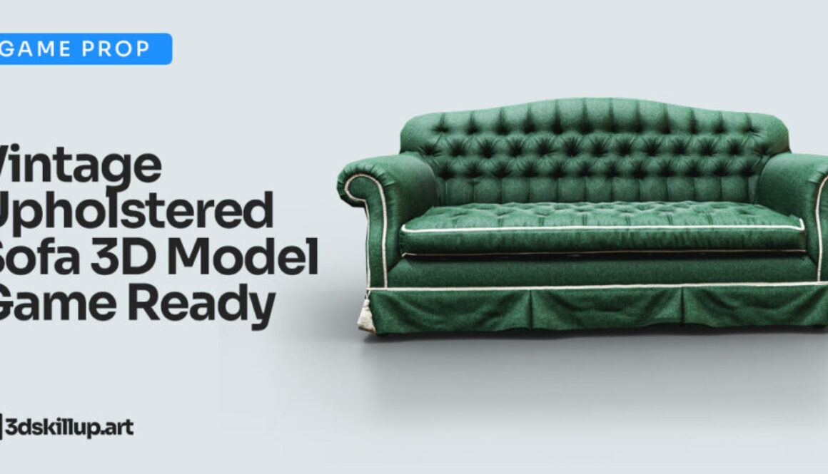 Vintage Upholstered Sofa 3D Model Game-Ready Asset