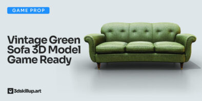 Vintage Green Sofa 3D Model Game Ready Asset