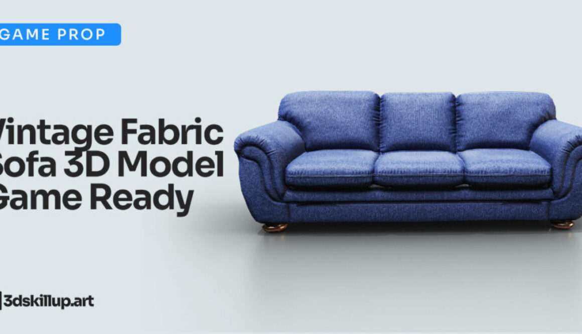 Vintage Fabric Sofa 3D Model Game Ready Asset