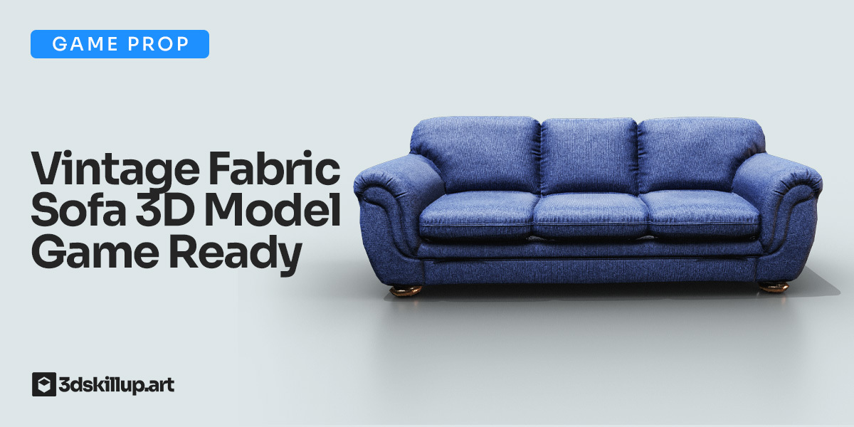 Vintage Fabric Sofa 3D Model Game Ready Asset