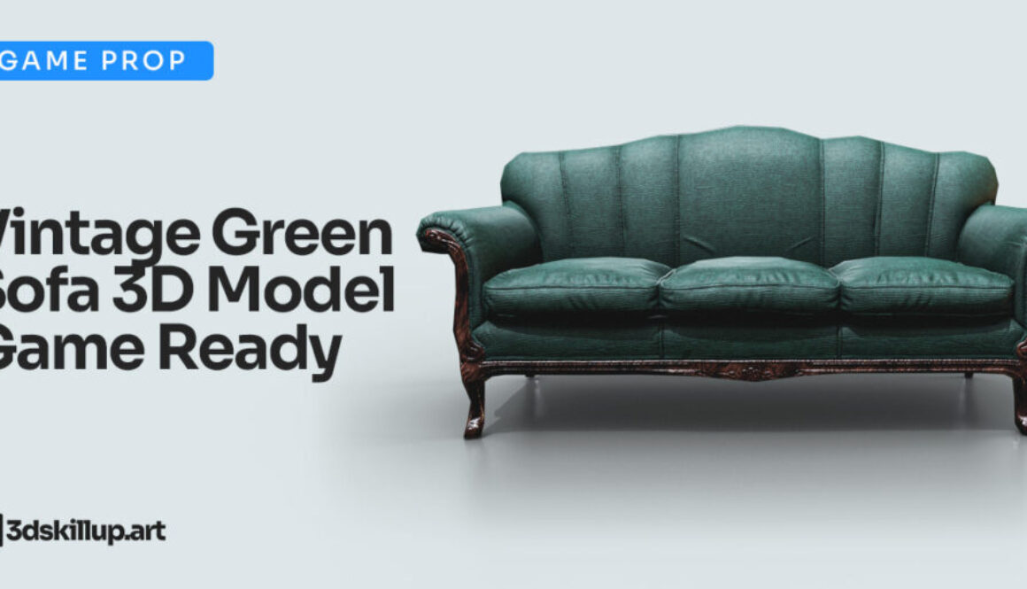 Vintage Sofa 3D Model – Game-Ready Furniture Asset