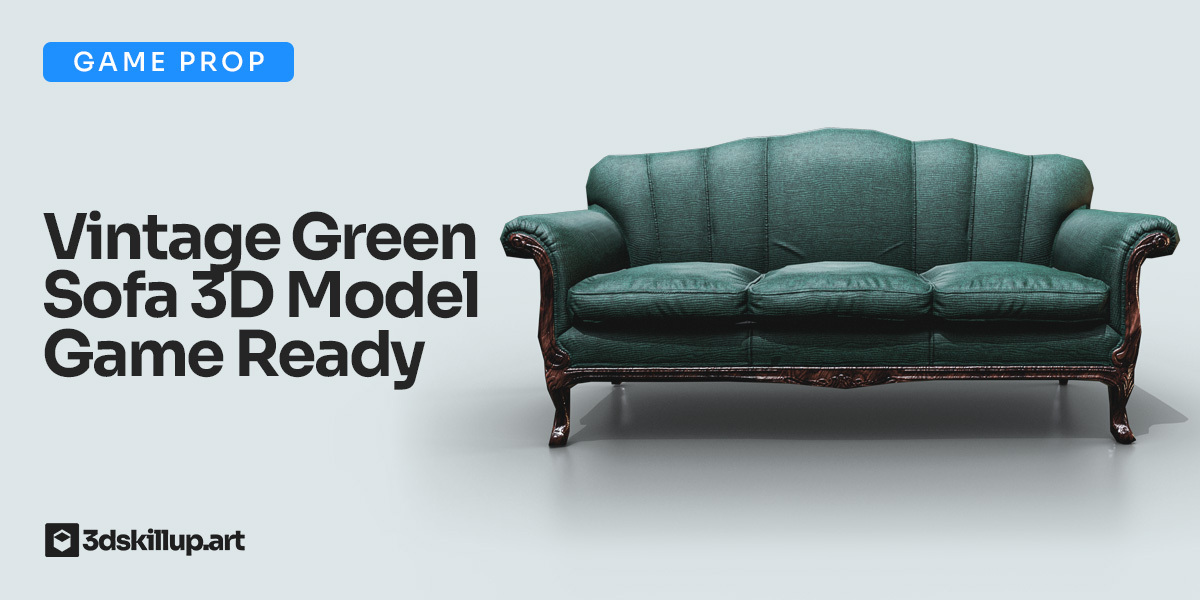Vintage Sofa 3D Model – Game-Ready Furniture Asset