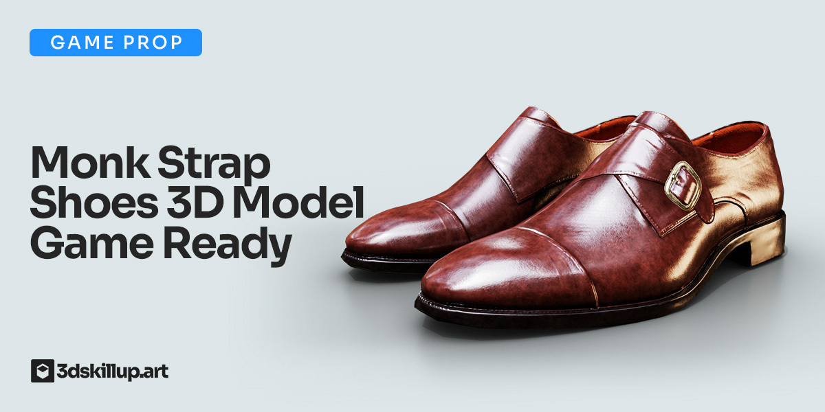 Monk Strap Shoes 3D Model Game Ready