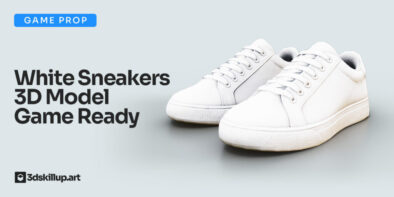 White Sneakers 3D Model Game-Ready Footwear