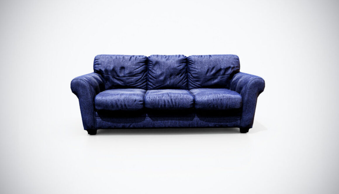 Vintage Blue Sofa 3D Model - Game Ready