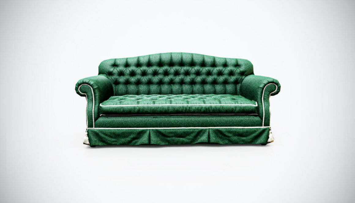 Vintage Upholstered Sofa 3D Model – Game-Ready