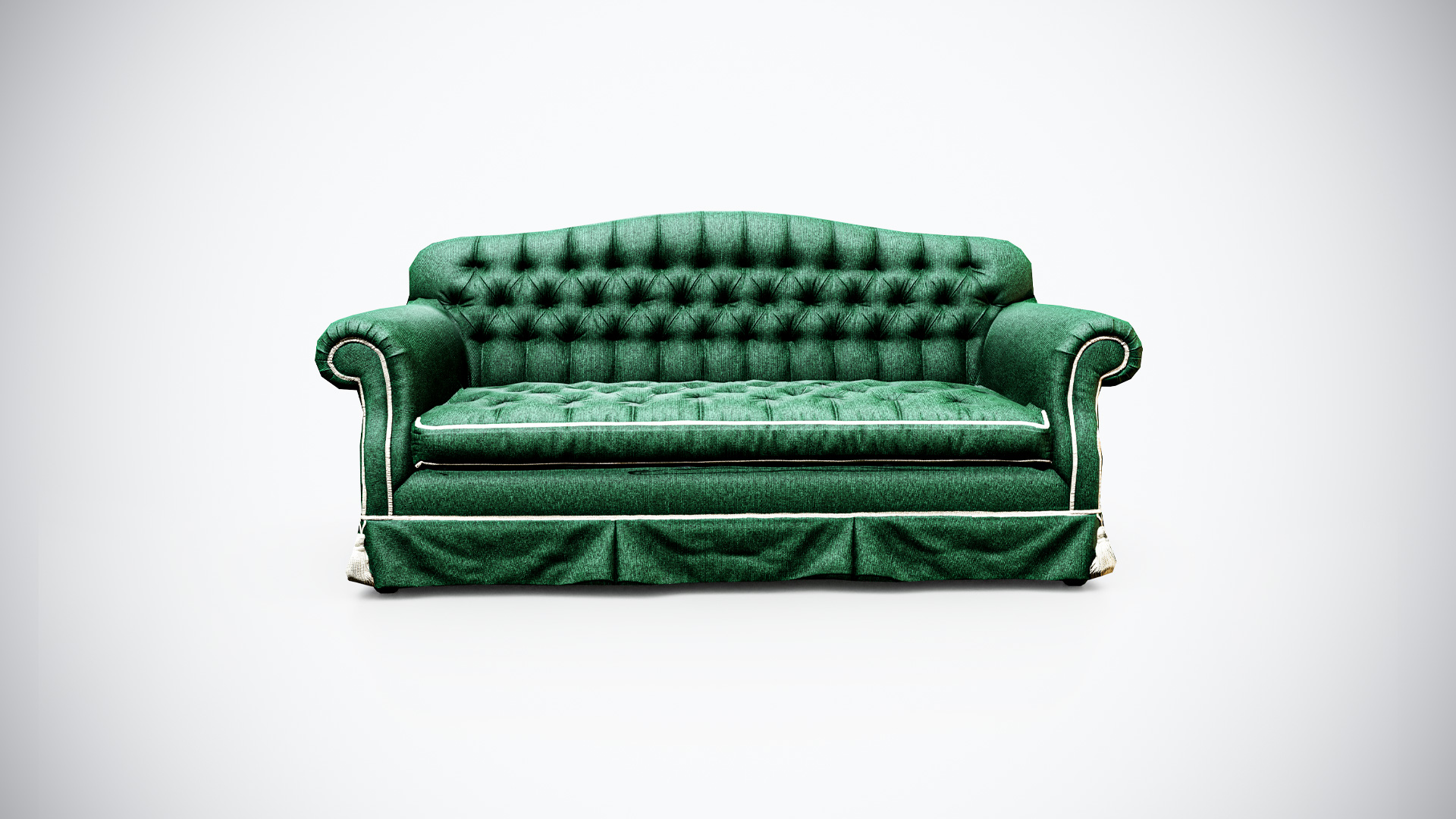 Vintage Upholstered Sofa 3D Model – Game-Ready