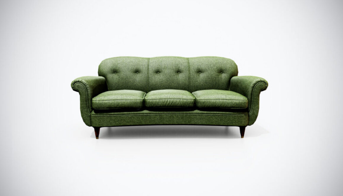 Vintage Green Sofa 3D Model Game-Ready