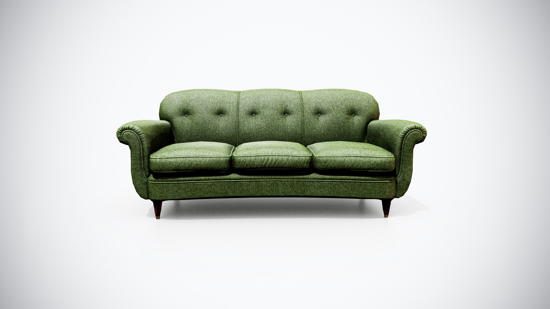 Vintage Green Sofa 3D Model Game-Ready