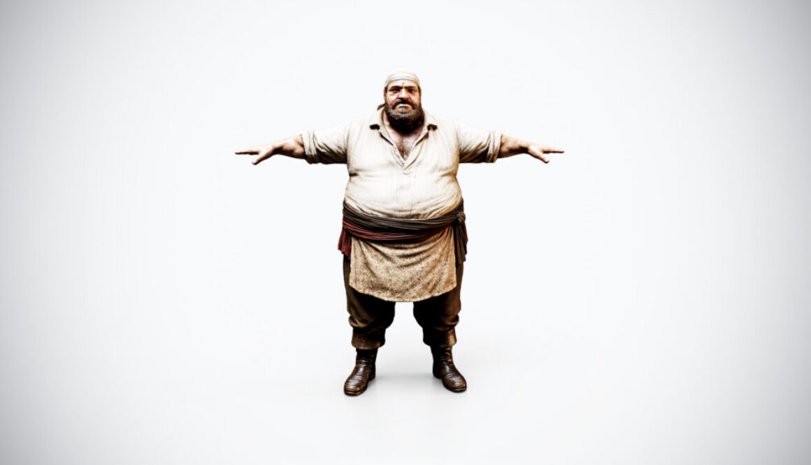 Rigged Pirate Cook Game Ready - 3D Model
