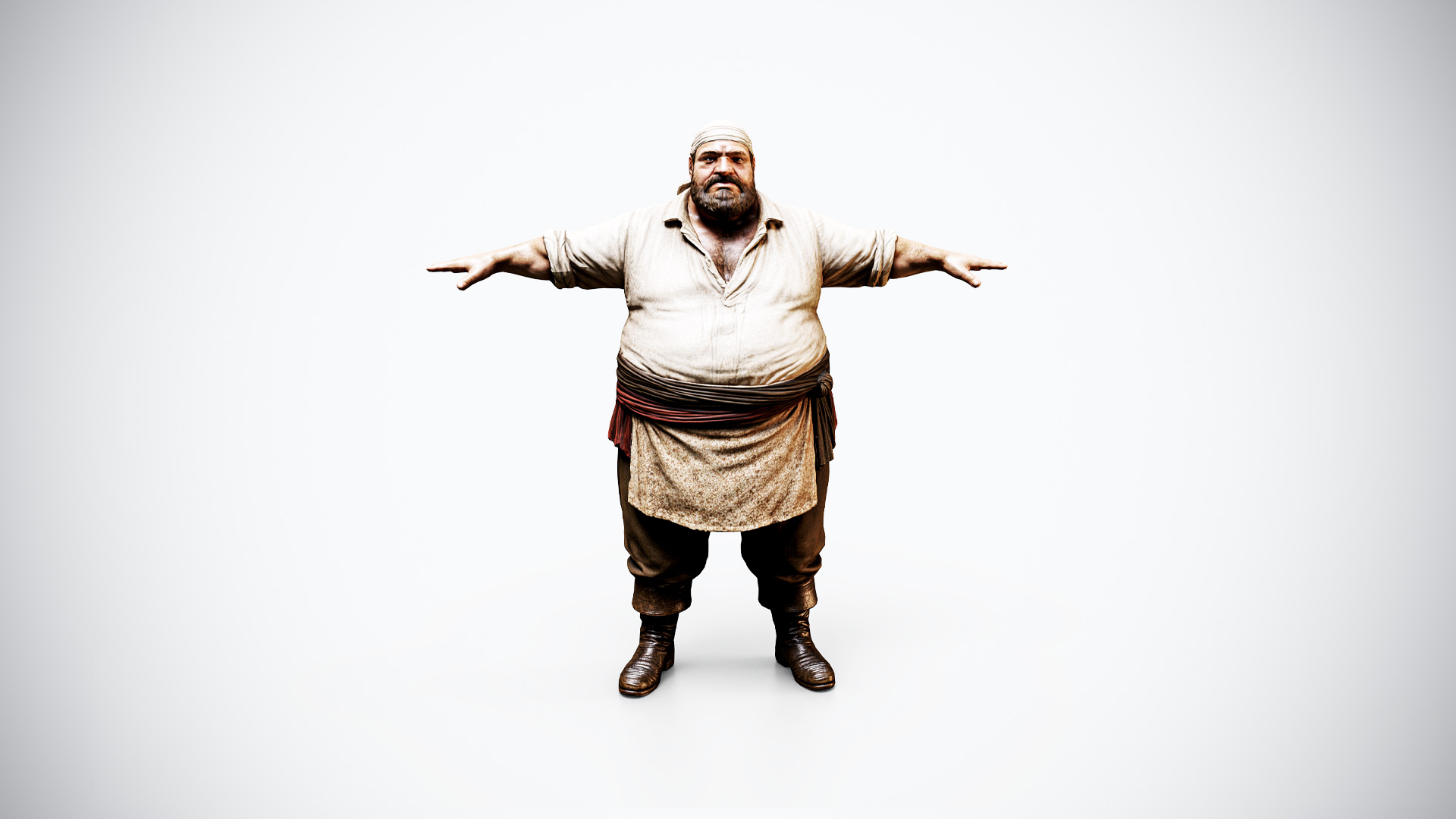 Rigged Pirate Cook Game Ready - 3D Model